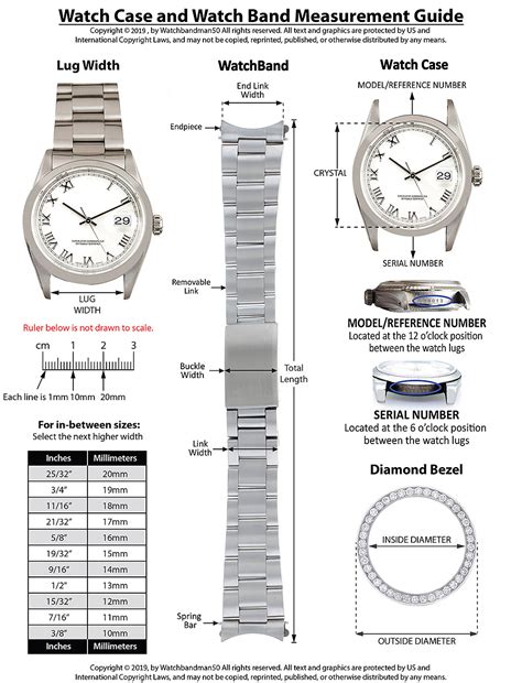 rolex watch band measurements